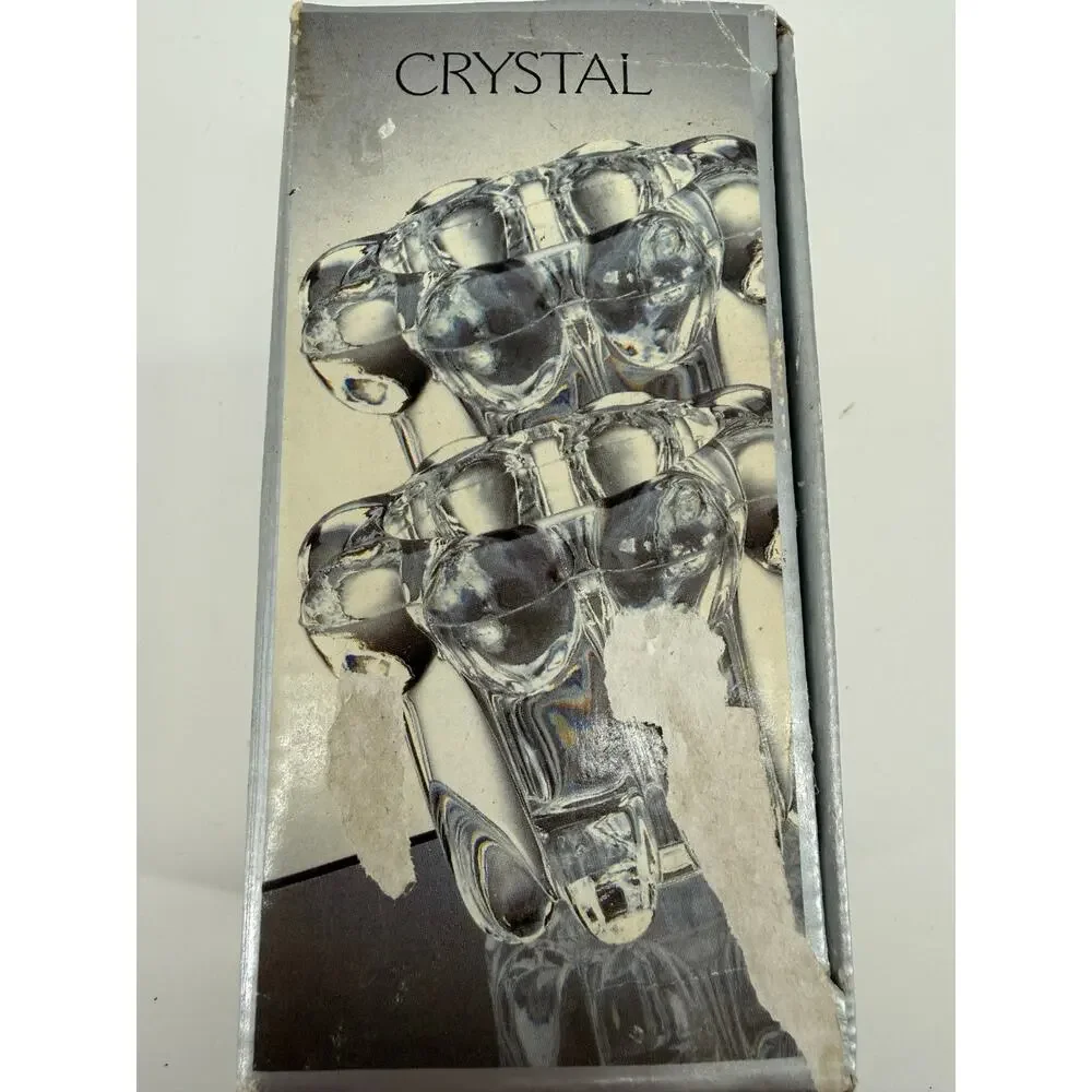 Holiday Entertaining Crystal Taper Candle Holders Pair Christmas Table Decor New
